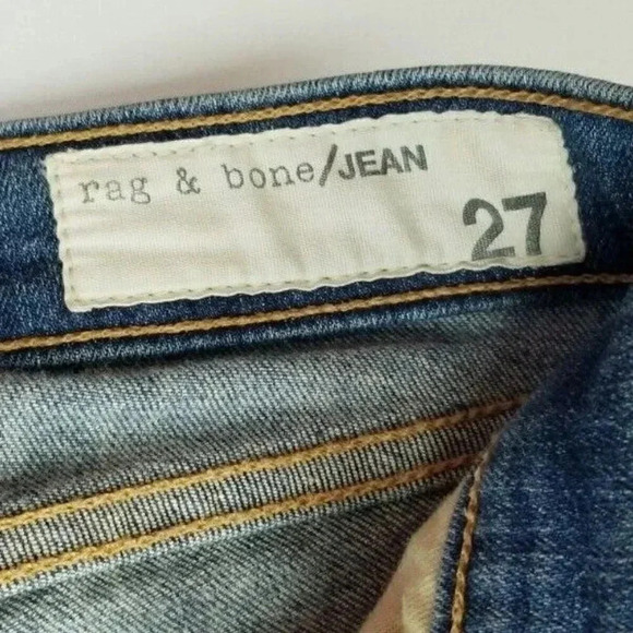 Rag & Bone 27X30 Women's Skinny Blue Monument Color Embroidered Logo Denim Jeans - Picture 3 of 11